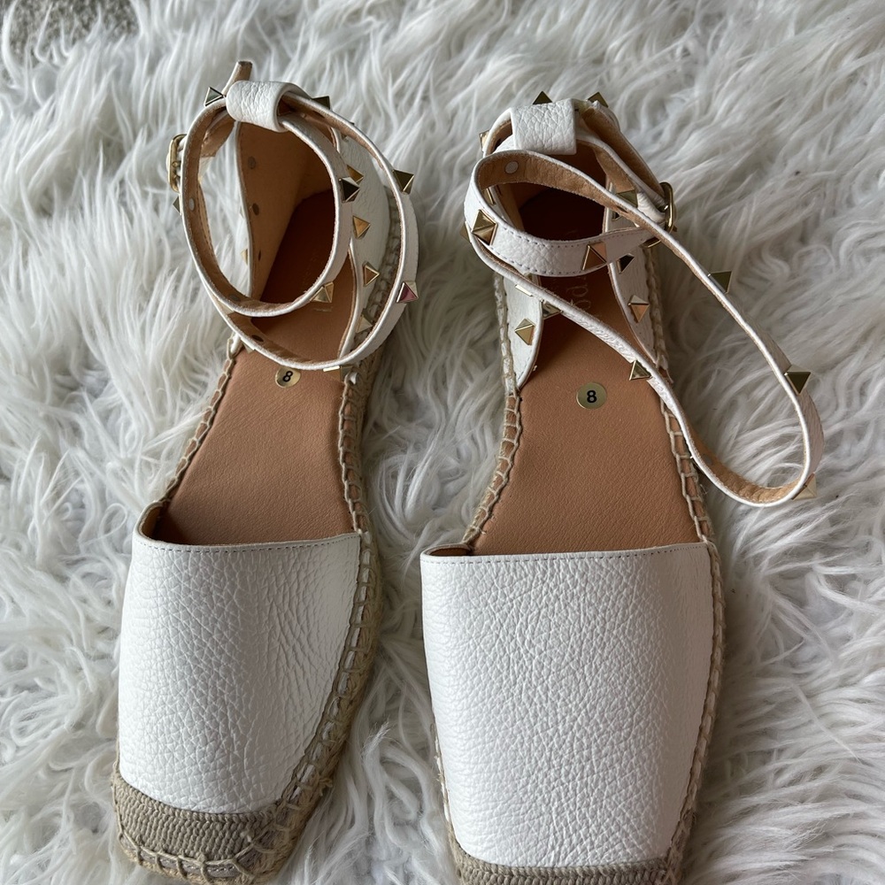 White Ankle Strap Espadrilles with Closed Toe